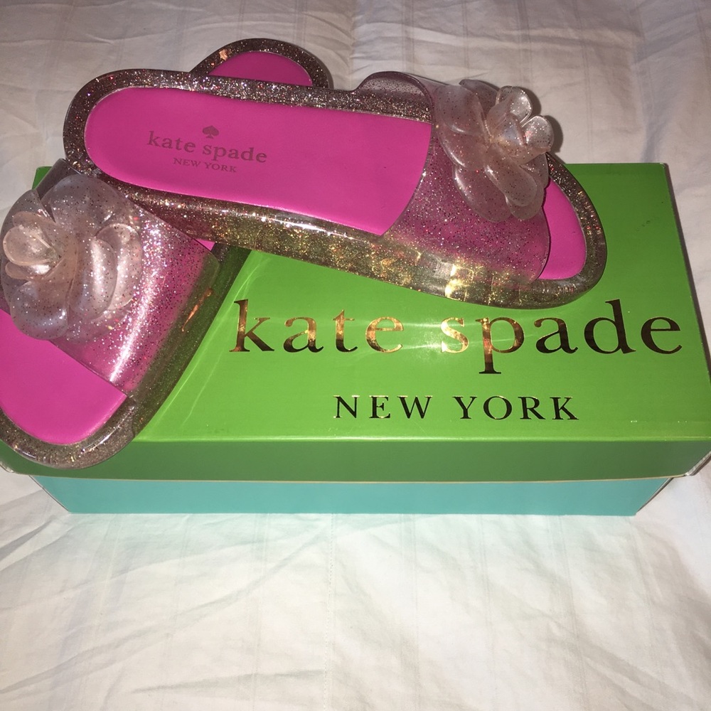Kate Spade jelly glitter slides, size 6,authentic
